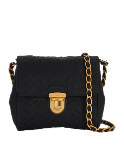 Quilted Nylon Chain Bag, Nylon,Black, 197B, 2*